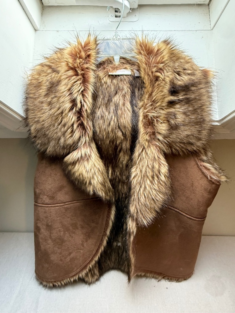 Chico's Faux Fur-Lined Suede Vest Size 2